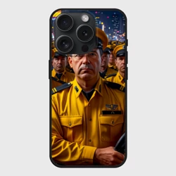 Чехол силиконовый для Apple iPhone 15 Pro Мax матовый Жёлтый строй таксистов