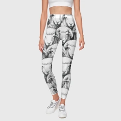 Леггинсы 3D Стадо взглядов овец - фото 2