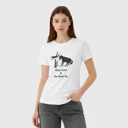 Женская футболка хлопок Keep calm and get back on - фото 2