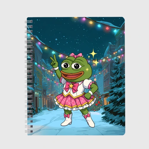 Тетрадь Лягушка Pepe новогодняя в платье