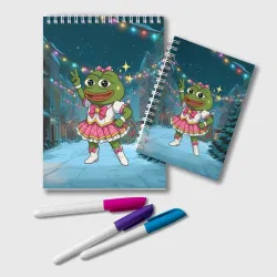 Блокнот Лягушка Pepe новогодняя в платье