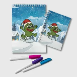 Блокнот Pepe прыгает по сугробу 