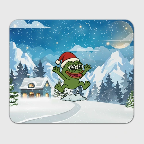 Прямоугольный коврик для мышки Pepe прыгает по сугробу 