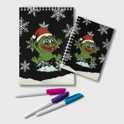 Блокнот Радостный Pepe прыгает по снегу