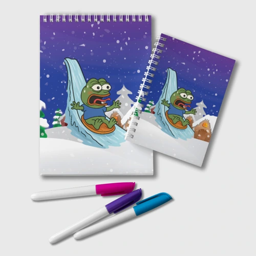 Блокнот Новогодний Pepe катится в горки