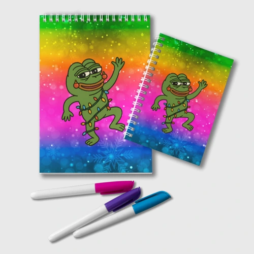 Блокнот Новогодний Pepe в гирлянде танцует