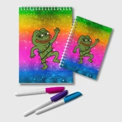 Блокнот Новогодний Pepe в гирлянде танцует