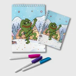 Блокнот Новогодний Pepe в гирлянде празднует Новый год