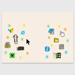 Поздравительная открытка Ugly Свитер Microsoft с помощником скрепкой Clippy