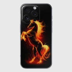 Чехол для iPhone 16 Pro Max силиконовый с защитой камеры Огненный конь - 2026
