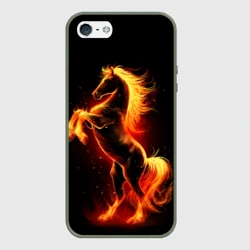 Чехол для iPhone 5/5S матовый Огненный конь - 2026