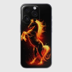 Чехол для iPhone 15 Pro силиконовый с защитой камеры Огненный конь - 2026