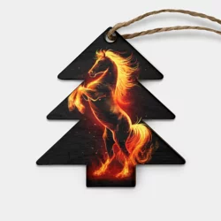 Игрушка деревянная Ёлочка Огненный конь - 2026