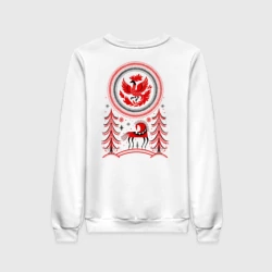 Женский свитшот хлопок Русская роспись лошадка и птица