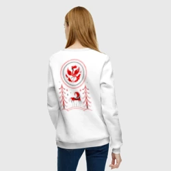 Женский свитшот хлопок Русская роспись лошадка и птица - фото 2