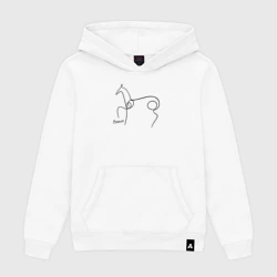 Женская толстовка хлопок Конь одной чёрной линией - Пикссо