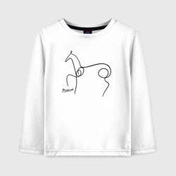 Детский лонгслив хлопок Конь одной чёрной линией - Пикссо