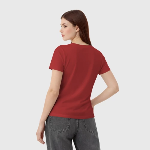 Женская футболка хлопок с принтом Конь одной белой линией - Пикассо, вид сзади #2