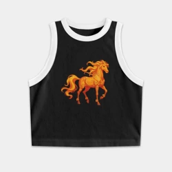 Женская укороченная майка-топ хлопок Огненная лошадь - символ 2026