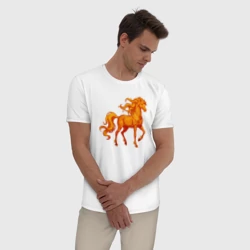 Мужская пижама с белой футболкой хлопок Огненная лошадь - символ 2026 - фото 2