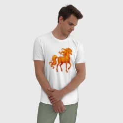 Мужская пижама с белой футболкой хлопок Огненная лошадь - символ 2026 - фото 2