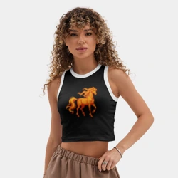 Женская укороченная майка-топ хлопок Огненная лошадь - символ 2026 - фото 2