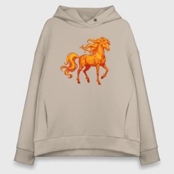 Женское худи Oversize хлопок Огненная лошадь - символ 2026