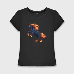 Женская футболка хлопок Slim Лошадь огненная символ 2026 года