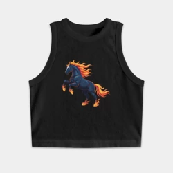 Женская укороченная майка-топ хлопок Лошадь огненная символ 2026 года