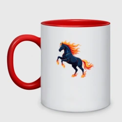 Кружка двухцветная Лошадь огненная символ 2026 года