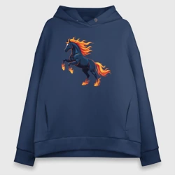 Женское худи Oversize хлопок Лошадь огненная символ 2026 года
