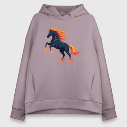 Женское худи Oversize хлопок Лошадь огненная символ 2026 года