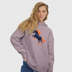 Женское худи Oversize хлопок Лошадь огненная символ 2026 года - фото 2