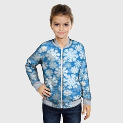 Детский бомбер 3D Паттерн из снежинок на голубом фоне - фото 2