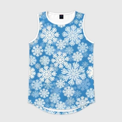 Мужская спортивная майка 3D Паттерн из снежинок на голубом фоне