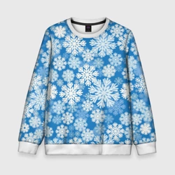 Детский свитшот 3D Паттерн из снежинок на голубом фоне