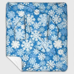 Плед с рукавами Паттерн из снежинок на голубом фоне