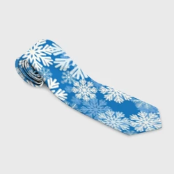 Галстук 3D Паттерн из снежинок на голубом фоне