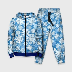 Детский костюм 3D Паттерн из снежинок на голубом фоне