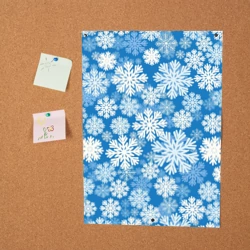 Постер Паттерн из снежинок на голубом фоне - фото 2