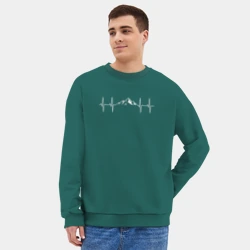 Мужской свитшот oversize без начеса хлопок Минималистичные горы сердечный ритм - фото 2