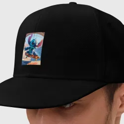 Кепка снепбек с прямым козырьком Stitch is a cool skateboarder