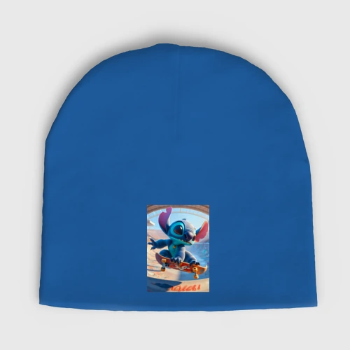Мужская шапка демисезонная Stitch is a cool skateboarder