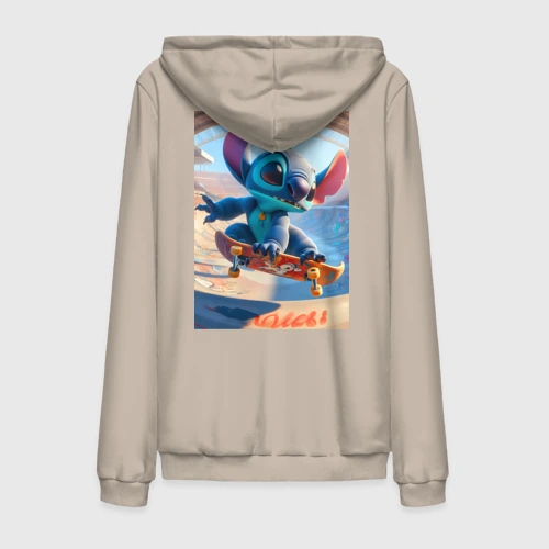 Мужская толстовка на молнии хлопок Stitch is a cool skateboarder