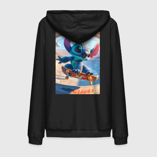 Мужская толстовка на молнии хлопок Stitch is a cool skateboarder