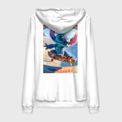 Мужская толстовка на молнии хлопок Stitch is a cool skateboarder