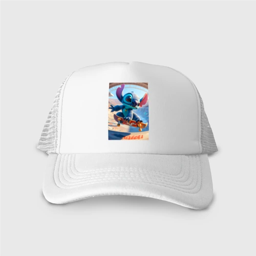 Кепка тракер с сеткой Stitch is a cool skateboarder
