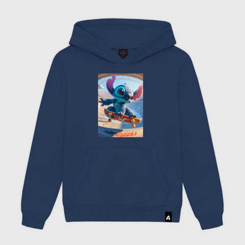 Мужская толстовка хлопок Stitch is a cool skateboarder