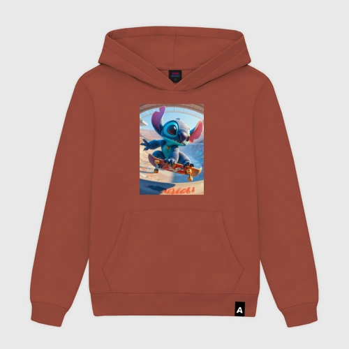 Мужская толстовка хлопок Stitch is a cool skateboarder
