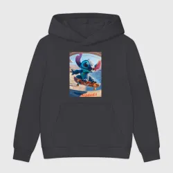 Мужская толстовка без начеса хлопок Stitch is a cool skateboarder